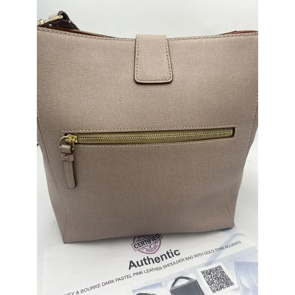 Dooney & Bourke Authenticated Ashby Saffiano Dk Pastel Pink Leather Shoulder Bag - Picture 8 of 9